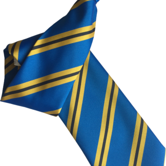 Adult Mens Clip On Tie Sky Blue with Yellow and Black Stripes