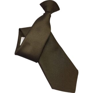 Adult Polyester Clip On Tie Brown with White Dots Uniform Dress Code Coffee Shop