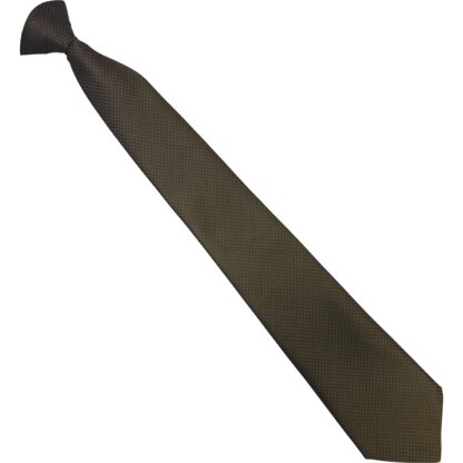 Adult Polyester Clip On Tie Brown with White Dots Uniform Dress Code Coffee Shop