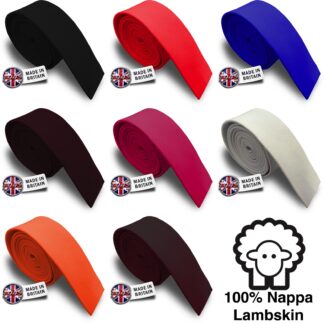 100% Genuine Nappa Lambskin Leather Skinny Ties