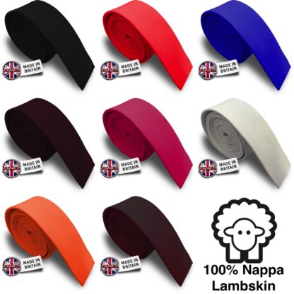 100% Genuine Nappa Lambskin Leather Skinny Ties