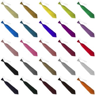 Children's Kids Elasticated Satin Feel Ties Polyester Formal Events Weddings Special Occasions Easy Use Many Colours Black Blue Bottle Green Brown Burgundy Cerise Champagne Emerald Green Fuchsia Gold Ivory Kingfisher Lilac Lime Navy Blue Off-White Pink Purple Red Royal Blue Silver-Grey Slate Grey Yellow