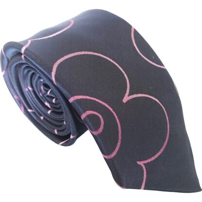 Adult Mens Navy Blue with Lilac Flowers Silk Tie Floral Design