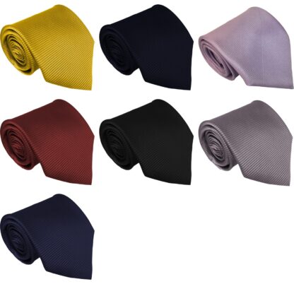Adult Mens Polyester Horizontal Pin Line Ties Collection in Black Dark Navy Lilac Red Navy Blue Silver Lilac and Yellow Gold