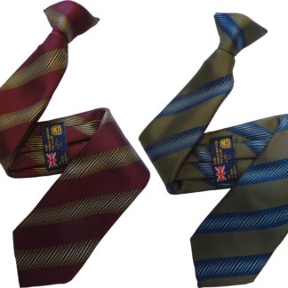 Adult Mens Polyester Tiger Stripe Clip On Ties Black Burgundy Grey Navy Blue Collection