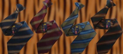 Adult Mens Polyester Tiger Stripe Clip On Ties Black Burgundy Grey Navy Blue Collection