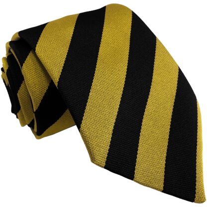 British Made - Black and Gold School Equal Stripe Tie or Clip On Tie