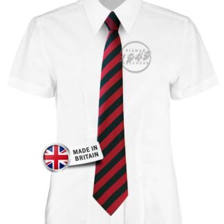 British Made Black and Red Equal Striped School Tie