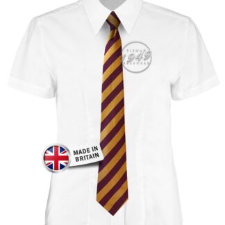British Made Maroon and Gold Equal Striped School Tie