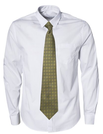 Pale Gold Clip On Tie With Blue Dotted Check