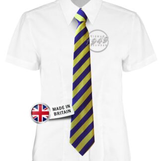 British Made Gold and Purple Equal Striped School Tie