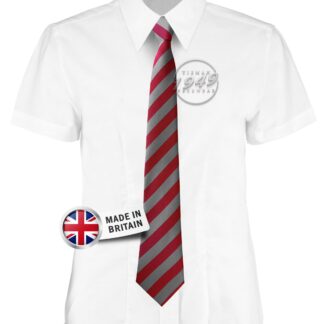 British Made Red and Grey Equal Striped School Tie