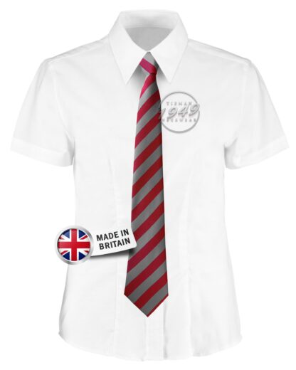British Made Red and Grey Equal Striped School Tie