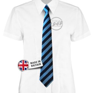 British Made Navy Blue and Sky Blue Equal Striped School Tie