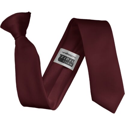 Italian Satin Skinny Thin Narrow Clip On Tie