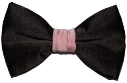 Black Satin Bow Ties With Coloured Knot