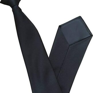 GBTC 100% Satin BLACK Clip On Neck Tie