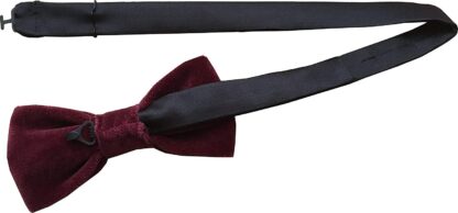 Mens 100% Cotton Velvet Burgundy Bow Tie - Image 3