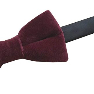 Mens 100% Cotton Velvet Burgundy Bow Tie