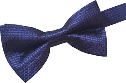 Mens 100% Silk Bow Tie (Black with Purple Dots)