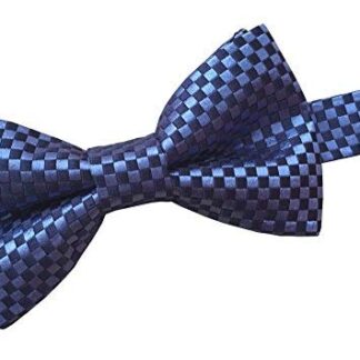 Mens 100% Silk Bow Tie (Blue & Navy Check)