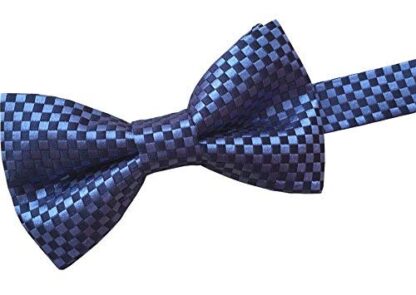 Mens 100% Silk Bow Tie (Blue & Navy Check)