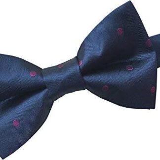 Mens 100% Silk Bow Tie (Navy with Purple Dots)