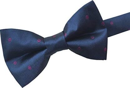Mens 100% Silk Bow Tie (Navy with Purple Dots)