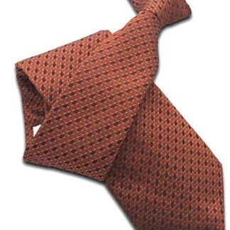 Men's 100% Silk Clip On Tie (Bronze Circle Check)