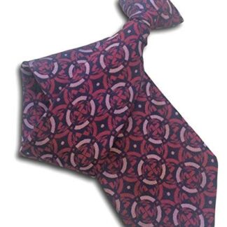 Mens 100% Silk Clip On Tie (Navy with Fuchsia Oval Design)