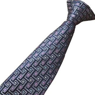 Mens 100% Silk Geometric Clip On Tie