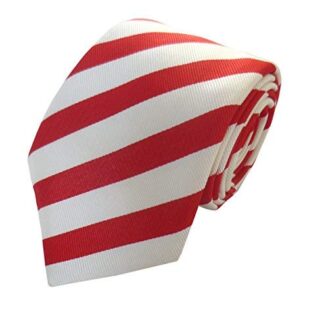 Mens 100% Silk Red & Cream Striped Tie