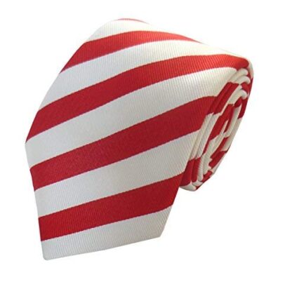 Mens 100% Silk Red & Cream Striped Tie