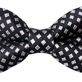Mens Black & Silver Check Bow Tie
