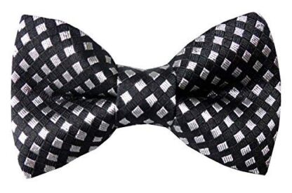 Mens Black & Silver Check Bow Tie