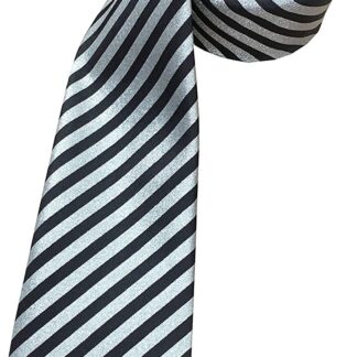 Mens Black & Silver Glitter Stripe Neck Tie