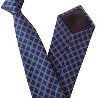 Mens Blue & Yellow Check Clip On Tie
