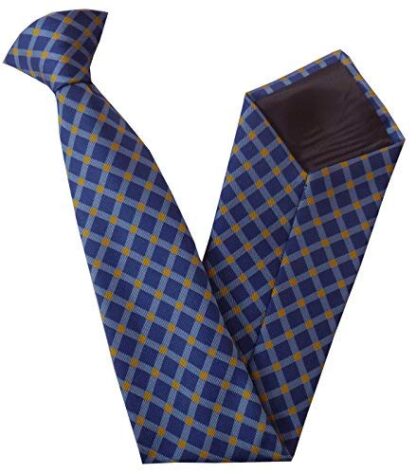Mens Blue & Yellow Check Clip On Tie
