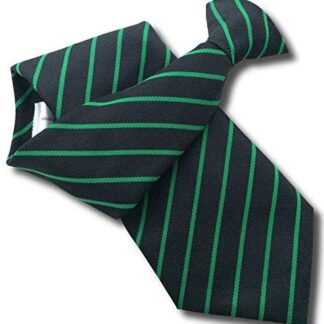 Mens Clip On Tie - Black with Slim Emerald Stripe