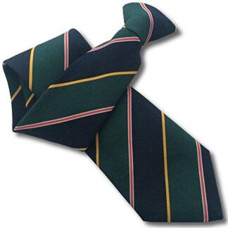 Mens Clip On Tie (Bottle Green & Navy Coloured Stripes)