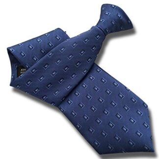 Mens Clip On Tie - Dark Blue Rectangle Design