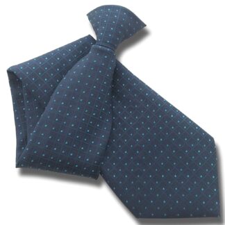 Mens Clip On Tie - Navy & Turquoise Check
