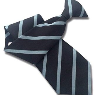 Mens Clip On Tie (Navy with Sky Blue Stripes)