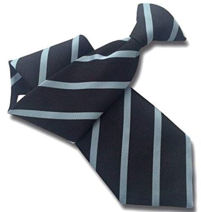 Mens Clip On Tie (Navy with Sky Blue Stripes)