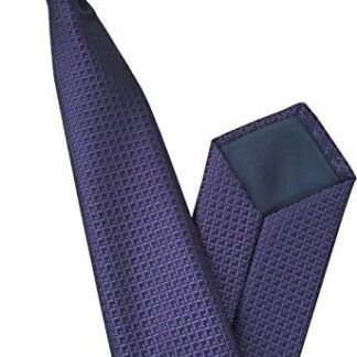 Mens Clip On Tie (Purple & Black Corner Check)