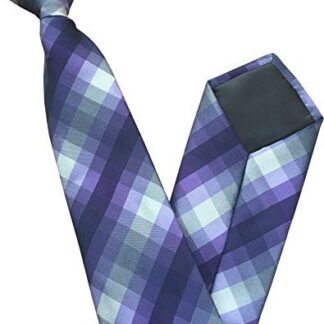 Mens Clip On Tie (Purple & Grey Diagonal Check)