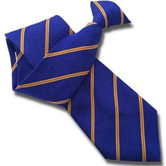Mens Clip On Tie (Royal Blue with Red & Gold Stripe)