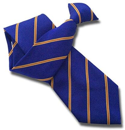 Mens Clip On Tie (Royal Blue with Red & Gold Stripe)