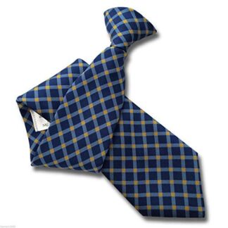 Mens Clip On Tie (Royal, Sky Blue & Yellow Diamond Check)
