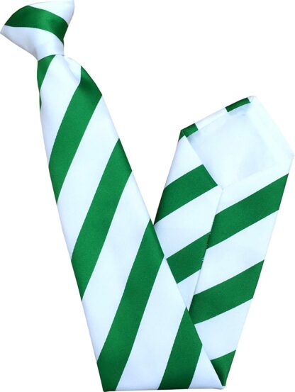 Men's Emerald Green & Super White Stripe Clip On Neck Tie